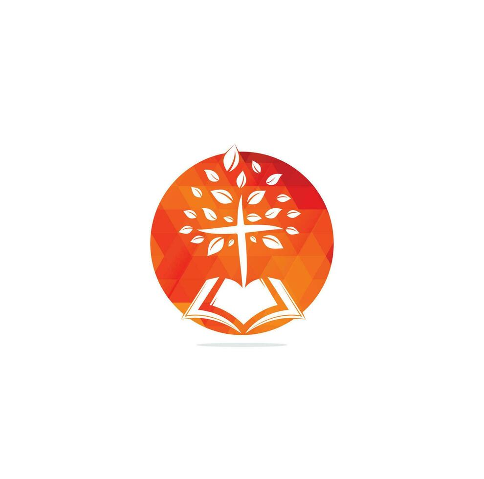 Bible Cross Tree Church Logo Design. Bible church logo vector