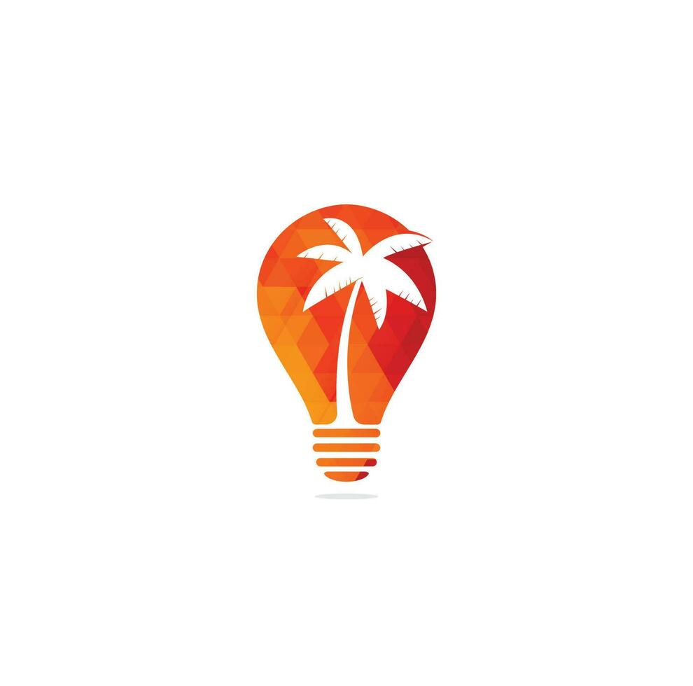 Palm tree bulb shape concept logo design vector template.coconut tree icon