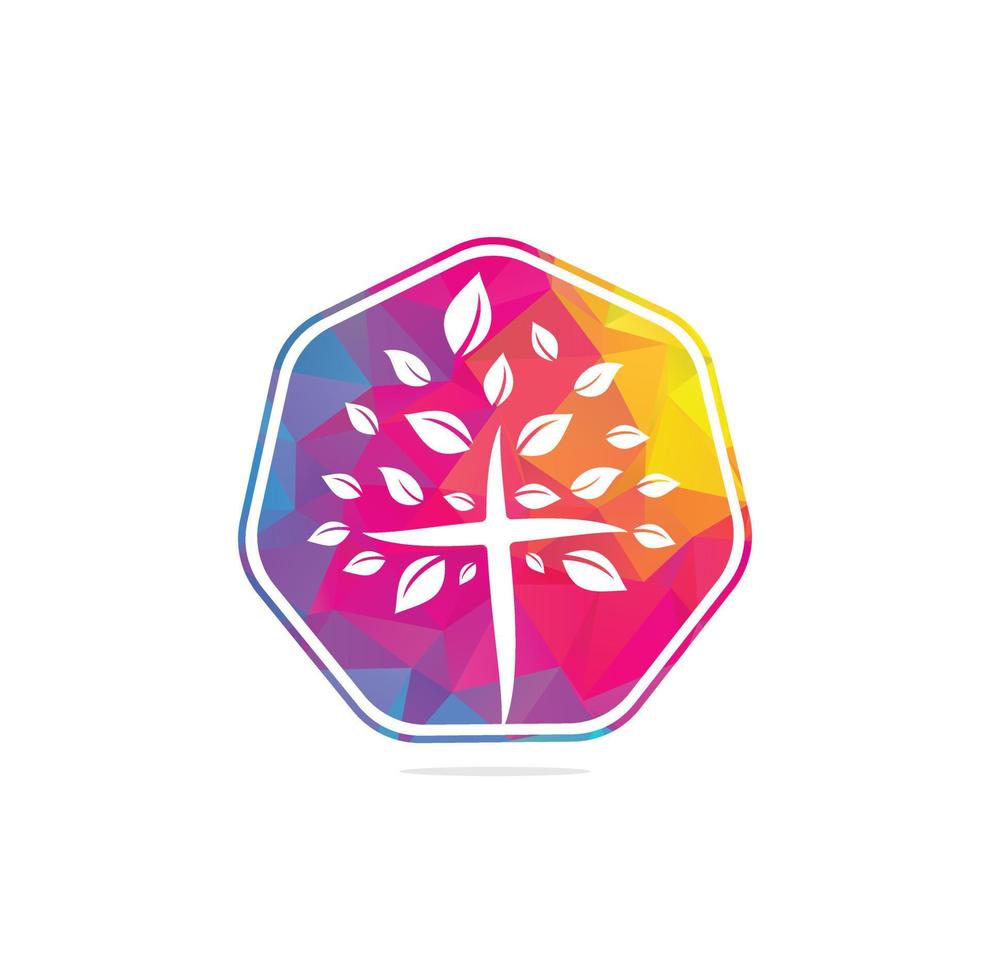 Abstract Tree religious cross symbol icon vector design. Church and ...