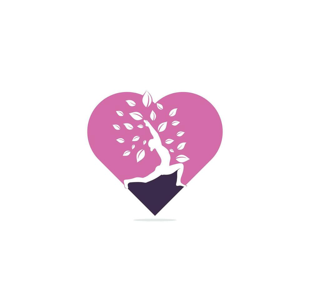 plantilla de diseño de logotipo de concepto de forma de corazón de yoga. icono de cosméticos y logotipo de spa. vector de pose de yoga