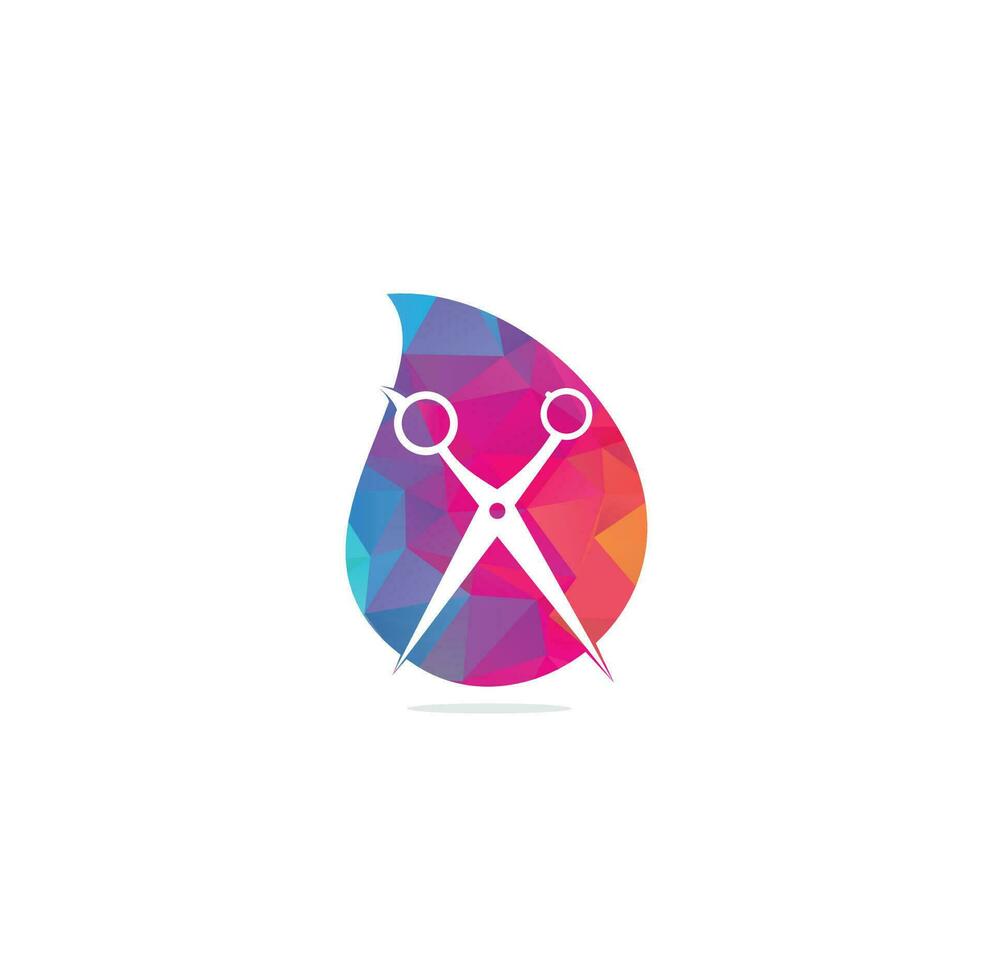 Logo for barbershop, hair salon. Scissors icon barbershop logo sign. Scissor drop shape concept logo vector