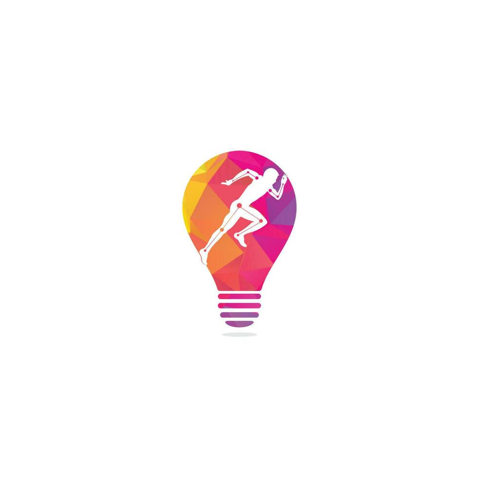 vector de plantilla de diseño de logotipo de concepto de forma de bulbo de tratamiento de fisioterapia con gente corriendo. salud vectorial colorida. logotipo de la clínica de fisioterapia. logotipo de fisioterapia