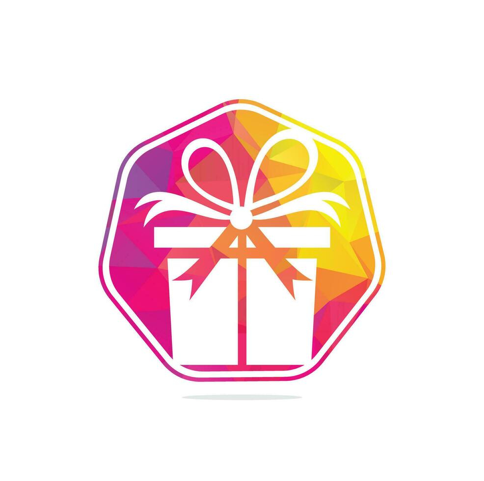 Gift box vector logo design. illustration of gift box present, greeting, surprise. Greeting box or wrap gift box.