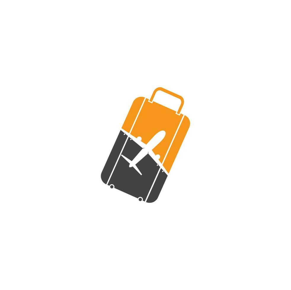 logotipo de viaje, vacaciones, turismo, diseño del logotipo de la empresa de viajes de negocios. vector de bolsa con avión