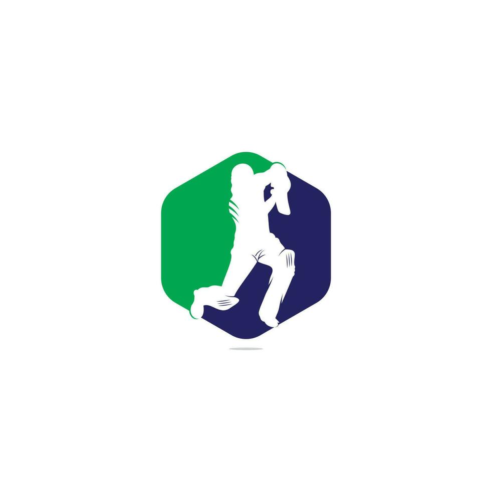 Batsman playing cricket. Cricket competition logo. Stylized cricketer character for website design. Cricket championship. vector