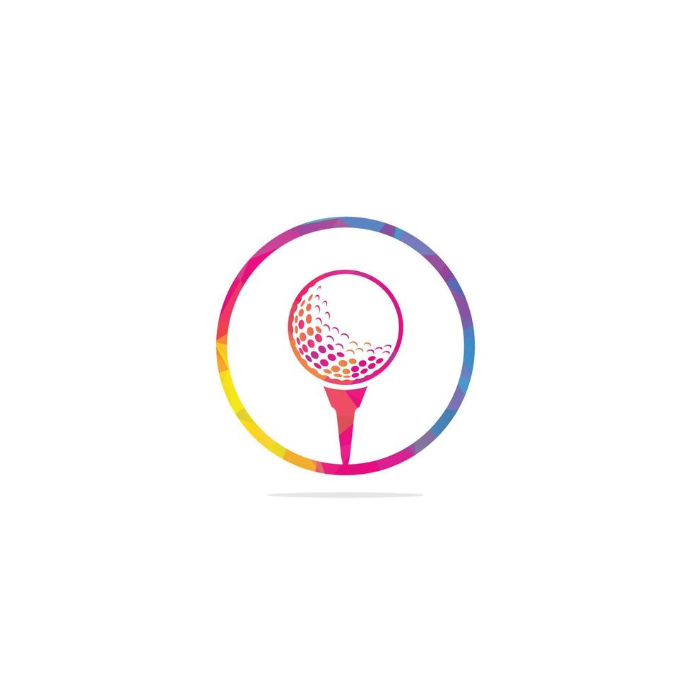 Golf ball on tee logo isolated on white background . vector