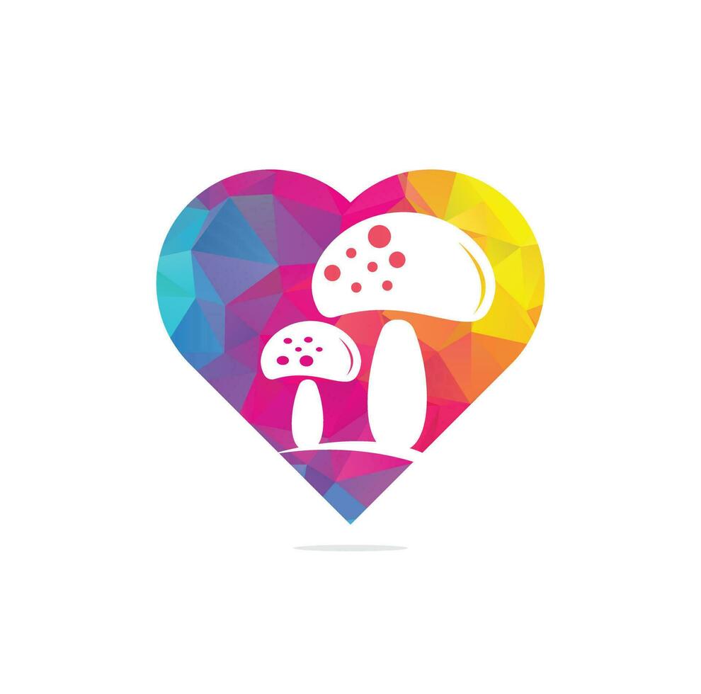 plantilla de vector de logotipo de hongo saludable. logotipo de concepto de forma de corazón de hongo.