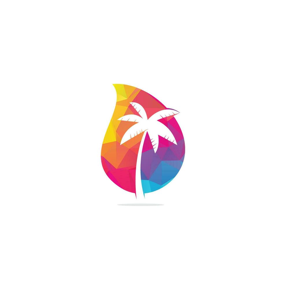 plantilla de vector de diseño de logotipo de concepto de forma de gota de palmera.icono de árbol de coco