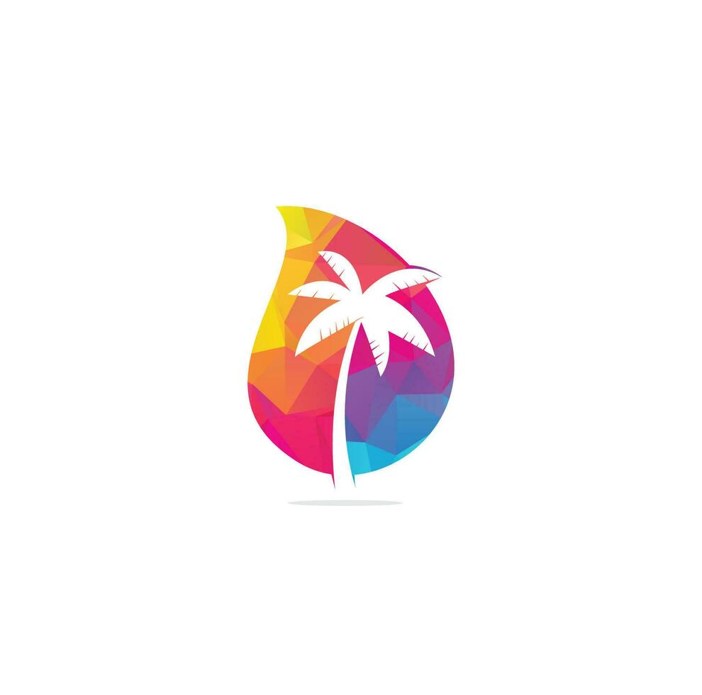 Palm tree drop shape concept logo design vector template.coconut tree icon