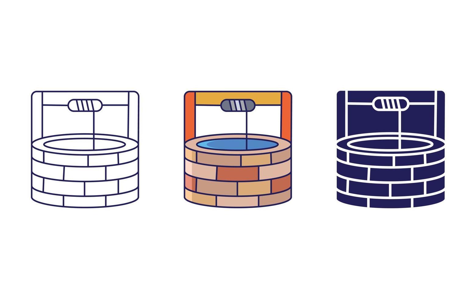 Water well line icon isolated on white background, Vector illustration