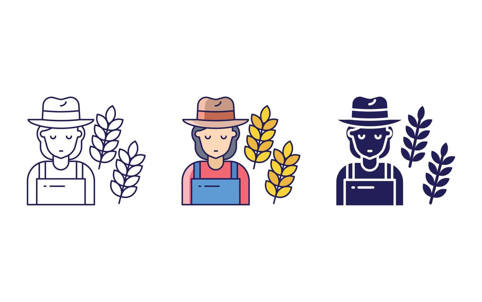 Woman farmer line icon isolated on white background, Vector illustration