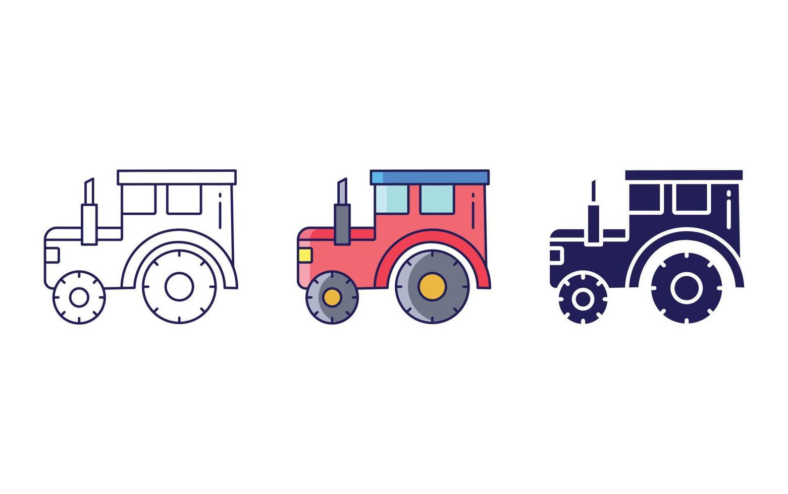 Tractor line icon isolated on white background, Vector illustration