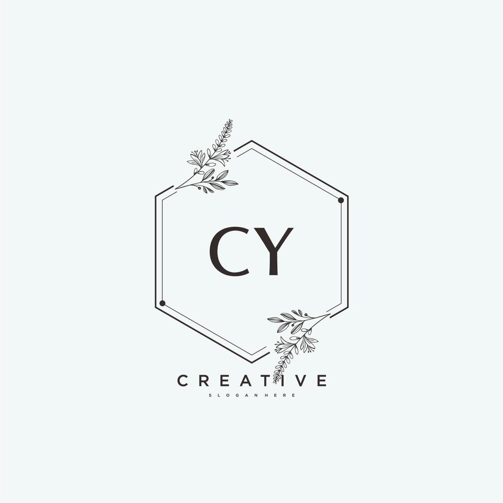 arte del logotipo inicial del vector de belleza cy, logotipo de escritura a mano de firma inicial, boda, moda, joyería, boutique, floral y botánica con plantilla creativa para cualquier empresa o negocio.
