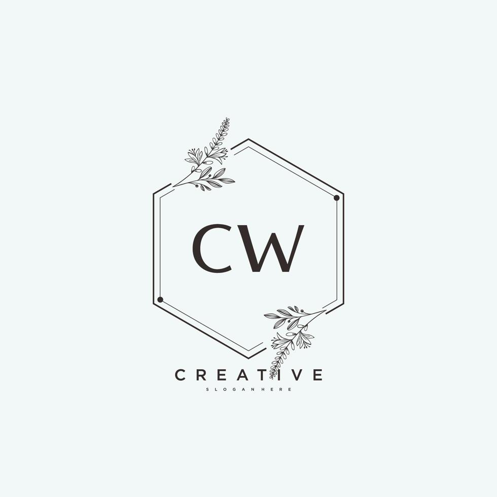 CW Beauty vector initial logo art, handwriting logo of initial signature, wedding, fashion, jewerly, boutique, floral and botanical with creative template for any company or business.