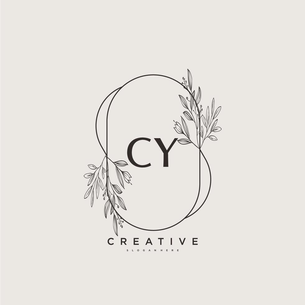 CY Beauty vector initial logo art, handwriting logo of initial signature, wedding, fashion, jewerly, boutique, floral and botanical with creative template for any company or business.