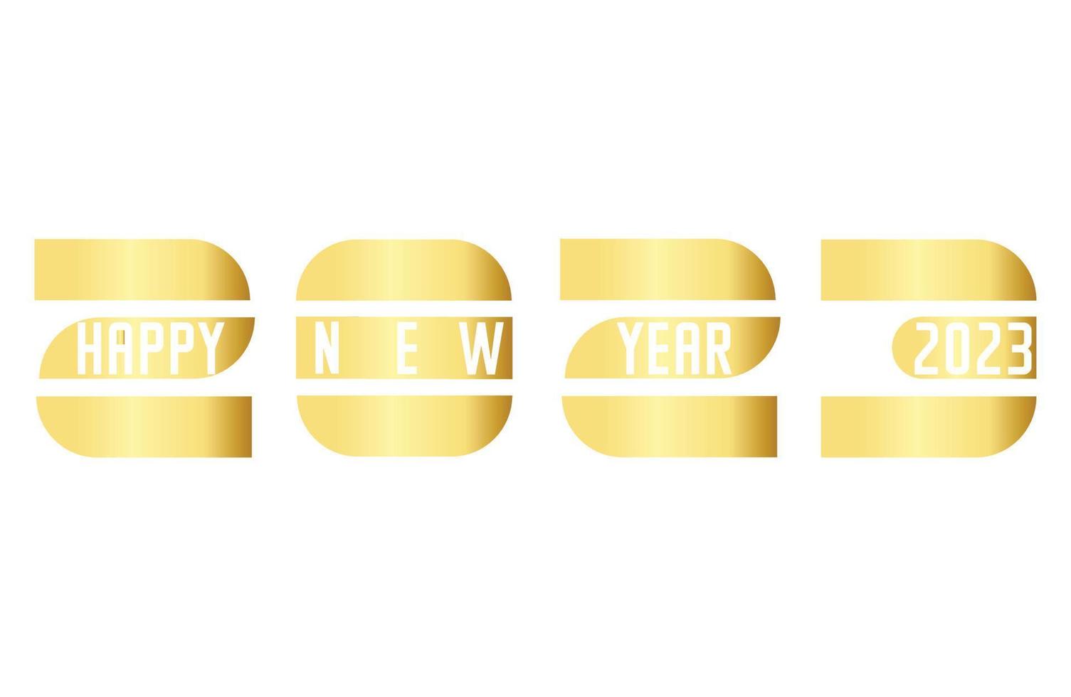 golden 2023 feliz año nuevo 2023 dentro del texto vector