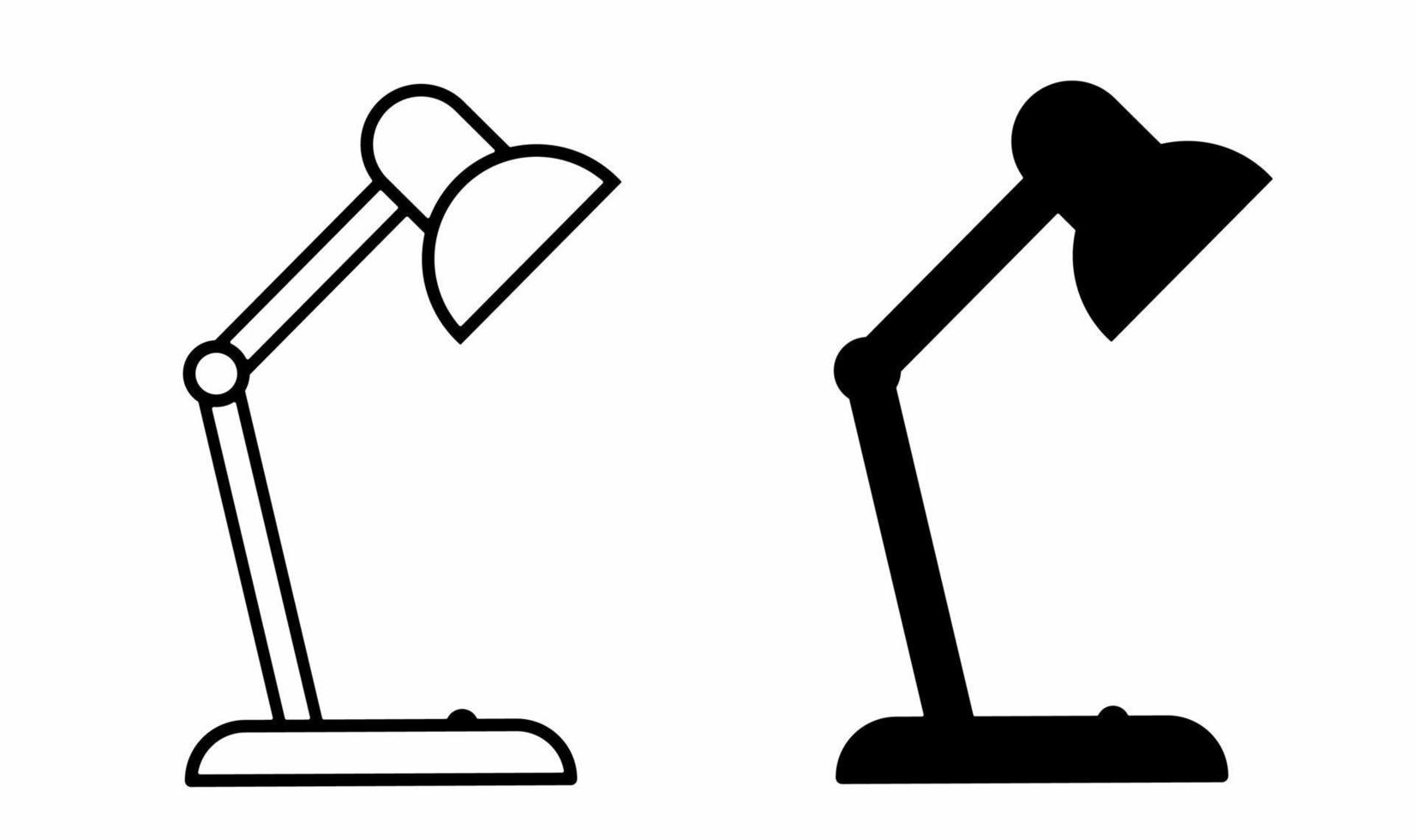 Esquema silueta lámpara de escritorio conjunto de iconos aislado sobre fondo blanco. vector