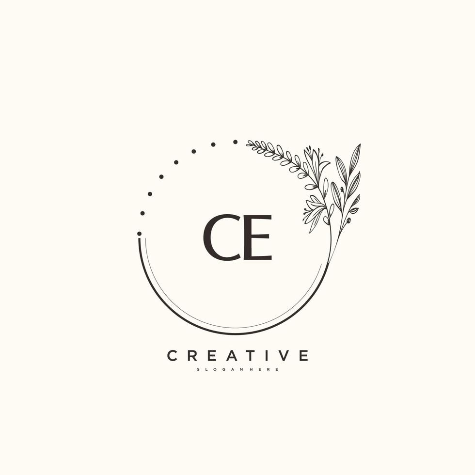 CE Beauty vector initial logo art, handwriting logo of initial signature, wedding, fashion, jewerly, boutique, floral and botanical with creative template for any company or business.