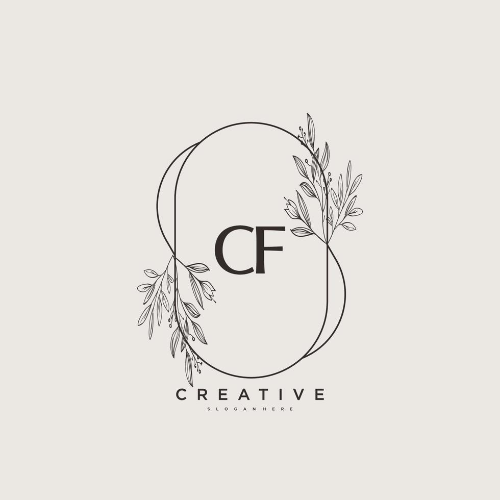 cf arte de logotipo inicial de vector de belleza, logotipo de escritura a mano de firma inicial, boda, moda, joyería, boutique, floral y botánica con plantilla creativa para cualquier empresa o negocio.