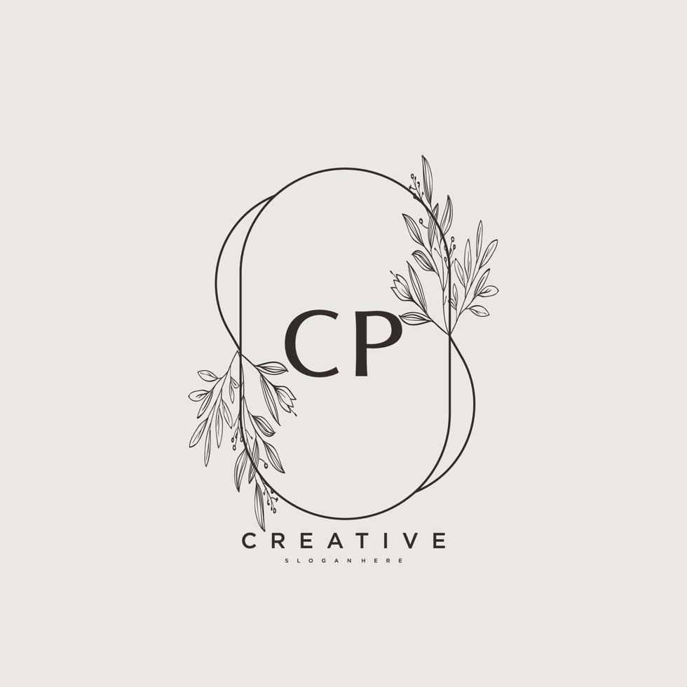 arte del logotipo inicial del vector de belleza cp, logotipo de escritura a mano de firma inicial, boda, moda, joyería, boutique, floral y botánica con plantilla creativa para cualquier empresa o negocio.