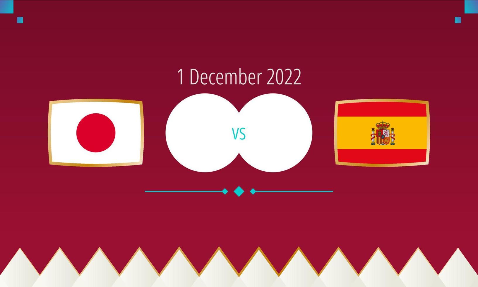 partido de fútbol japón vs españa, competición internacional de fútbol 2022. vector