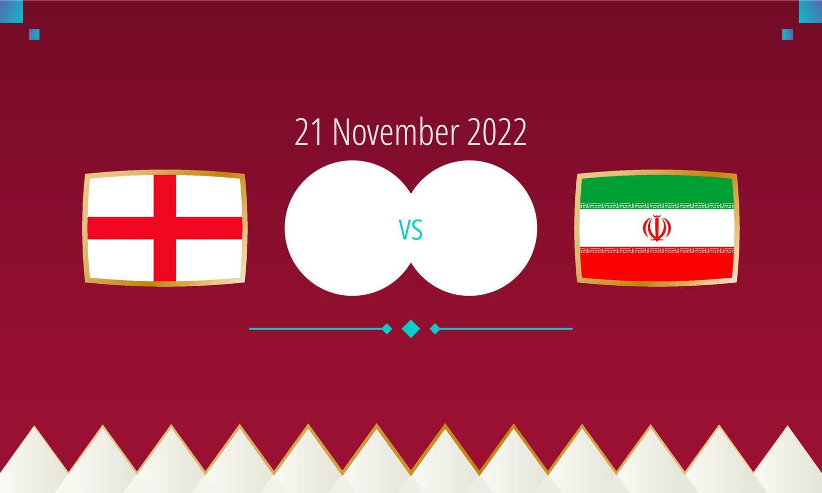 partido de fútbol inglaterra vs irán, competición internacional de fútbol 2022. vector