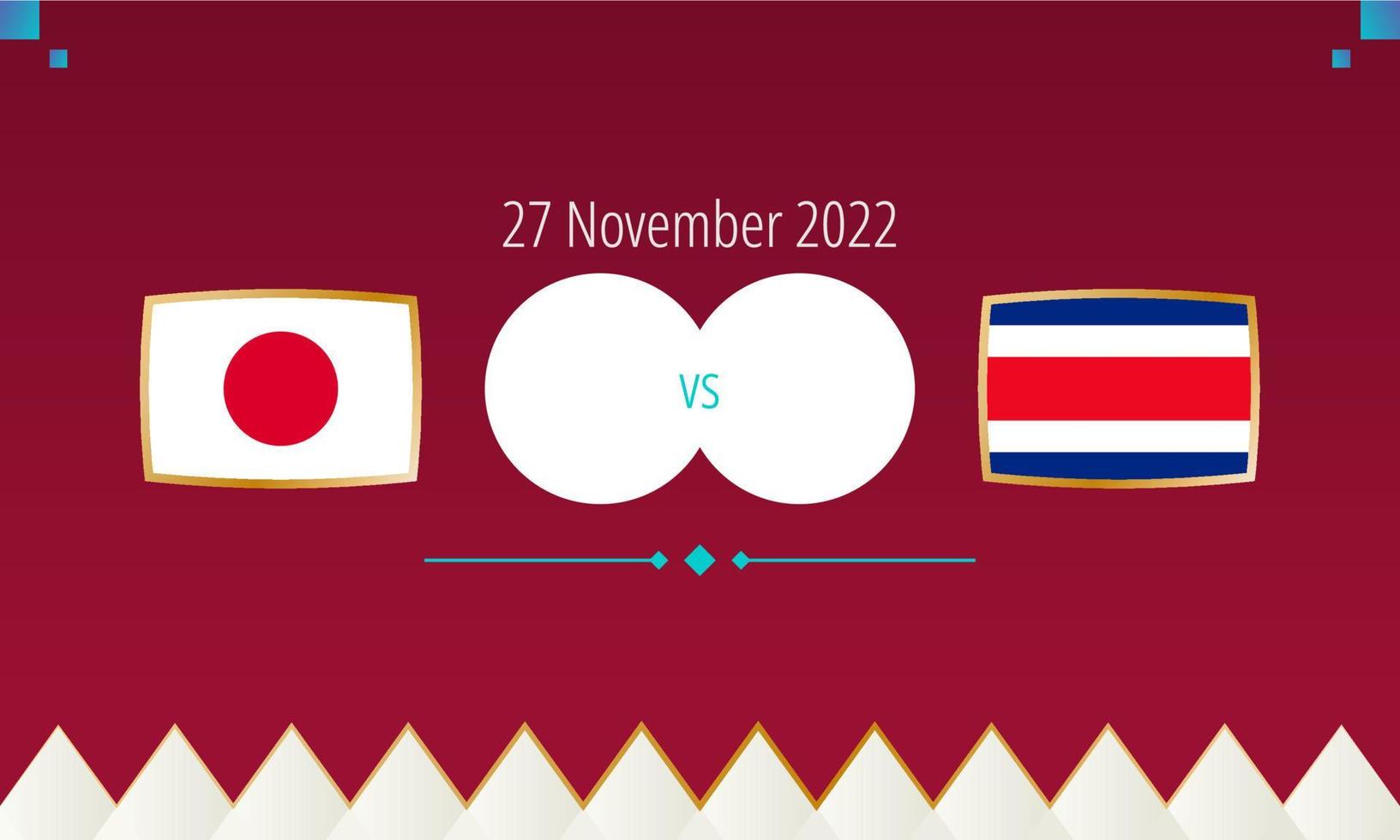 Japan vs Costa Rica football match, international soccer competition 2022. vector