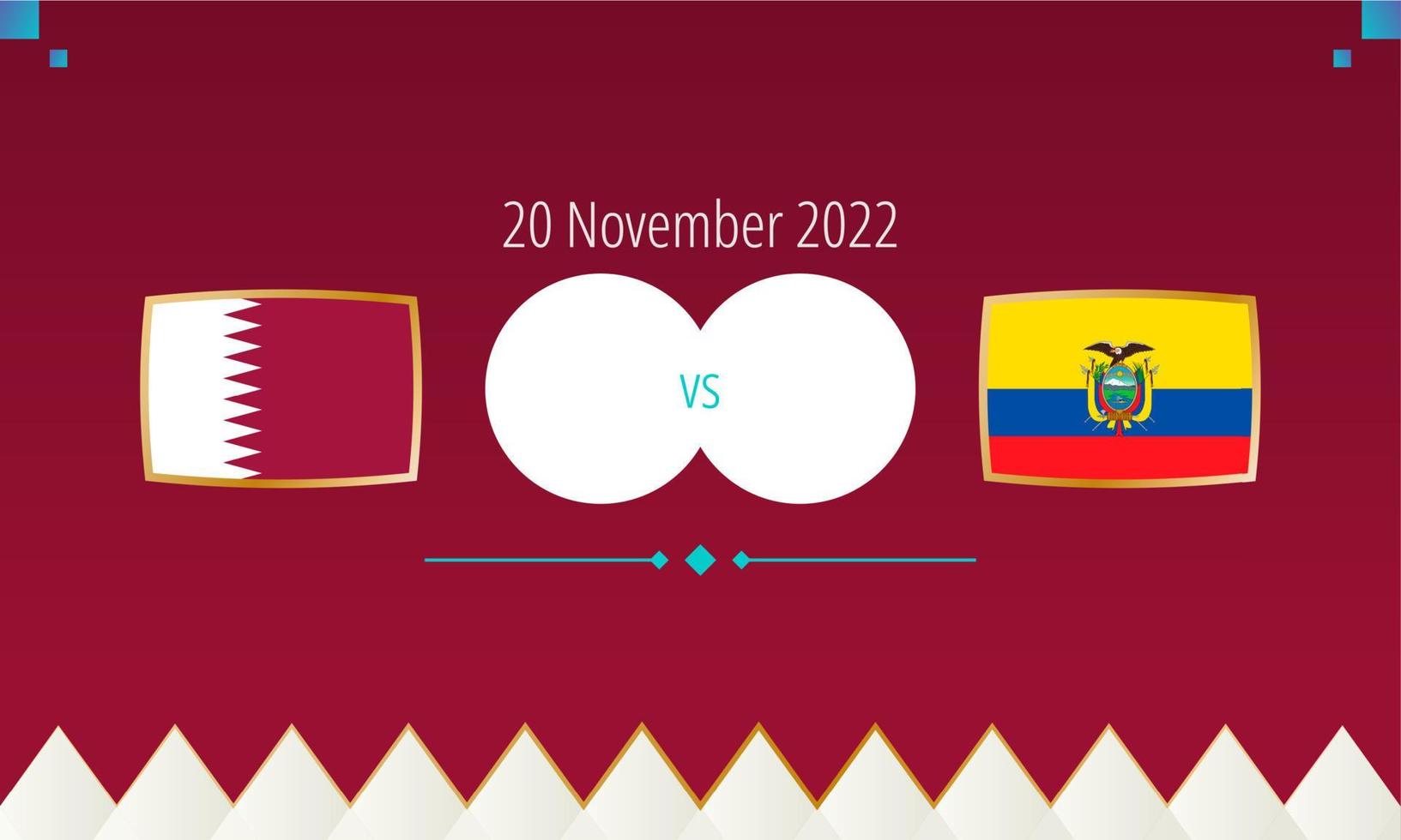 partido de fútbol qatar vs ecuador, competencia internacional de fútbol 2022. vector