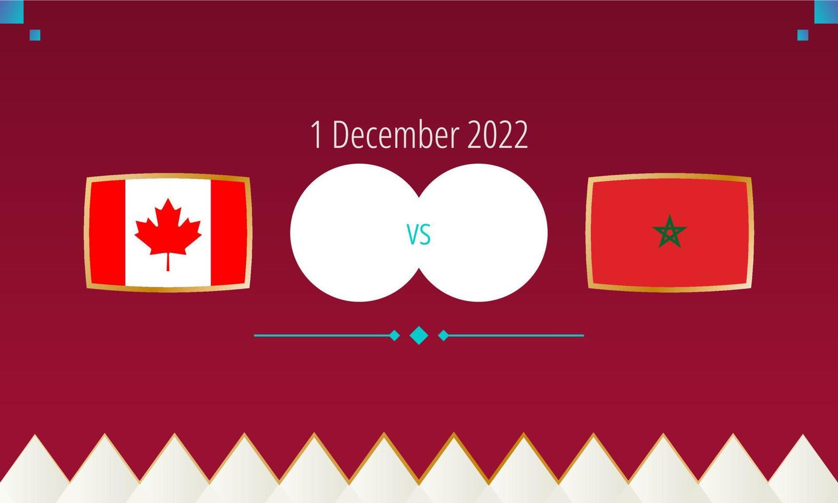 partido de fútbol canadá vs marruecos, competición internacional de fútbol 2022. vector