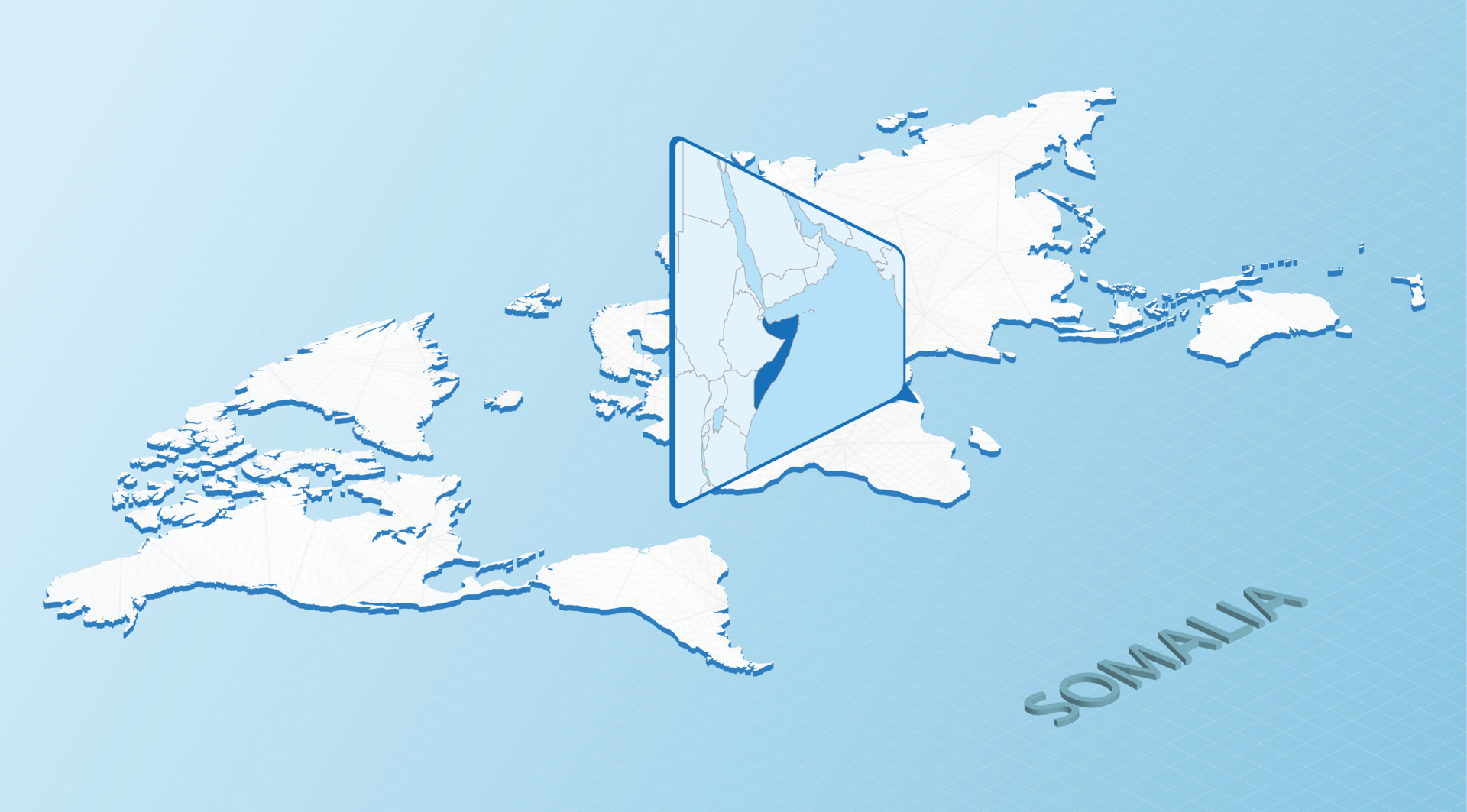 World Map In Isometric Style With Detailed Map Of Somalia Light Blue World Map In Isometric Style With Detailed Map Of Somalia Light Blue Somalia Map With Abstract World Map Vector