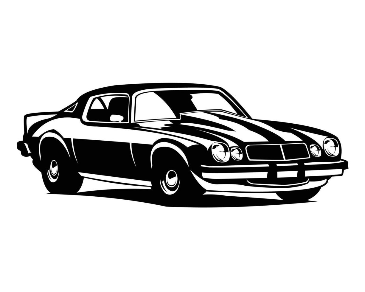 60s chevy camaro logo vector aislado sobre fondo blanco que se muestra desde el lateral. lo mejor para la industria de insignias, emblemas, íconos y automóviles. ilustración disponible en eps 10.