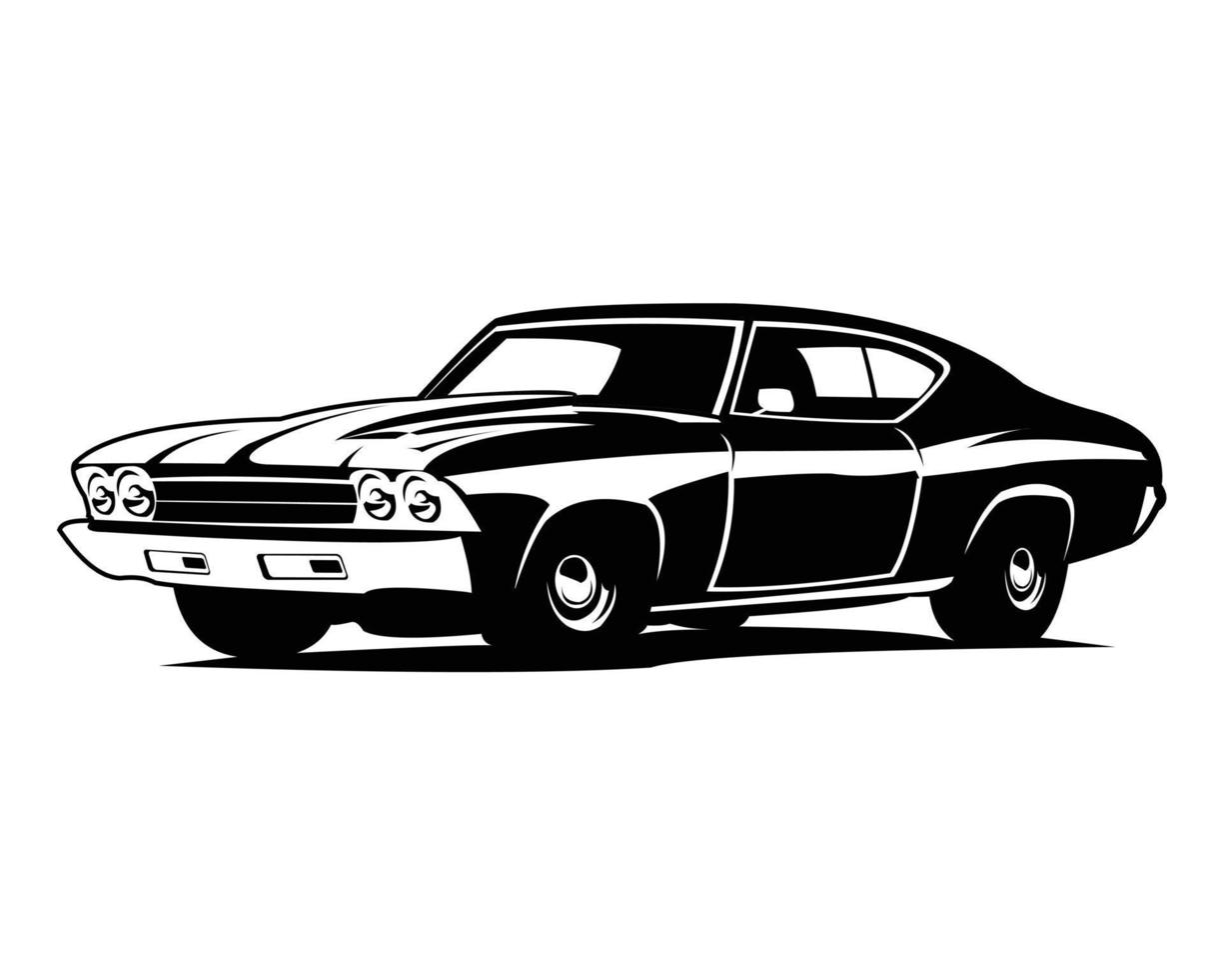 silueta del logotipo de chevy camaro aislada sobre fondo blanco que se muestra desde un lado. Lo mejor para la industria del automóvil. ilustración vectorial disponible en eps 10. vector