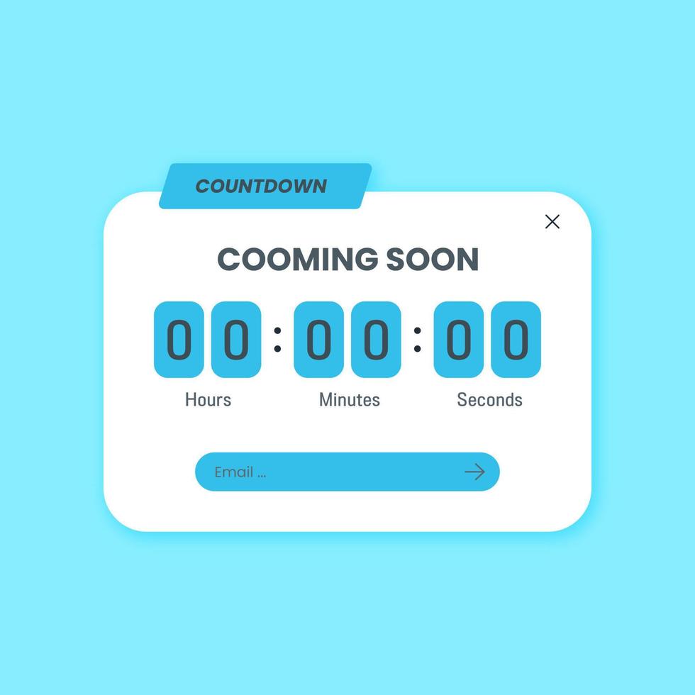 Countdown panel in solid design style. Cooming soon interface template. vector
