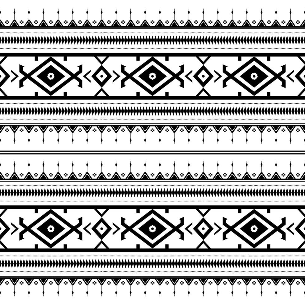 Vector abstract ethnic geometric pattern design for background or wallpaper, Seamless ethnic pattern. Handmade. Horizontal stripes. Black and white print for your textiles. Vector illustration