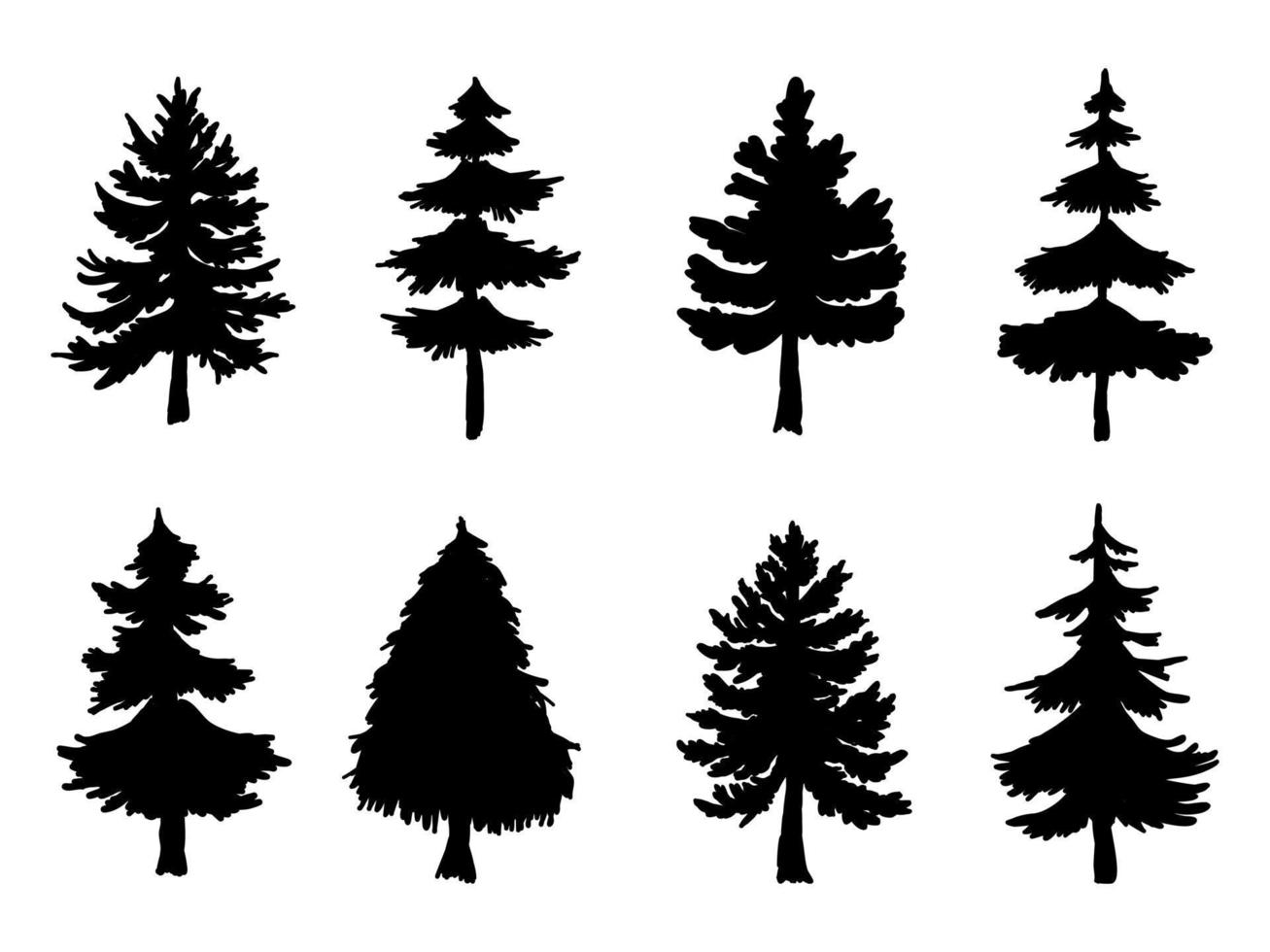 Collection Trees silhouette Symbol style and white background. Can be used for your work. vector