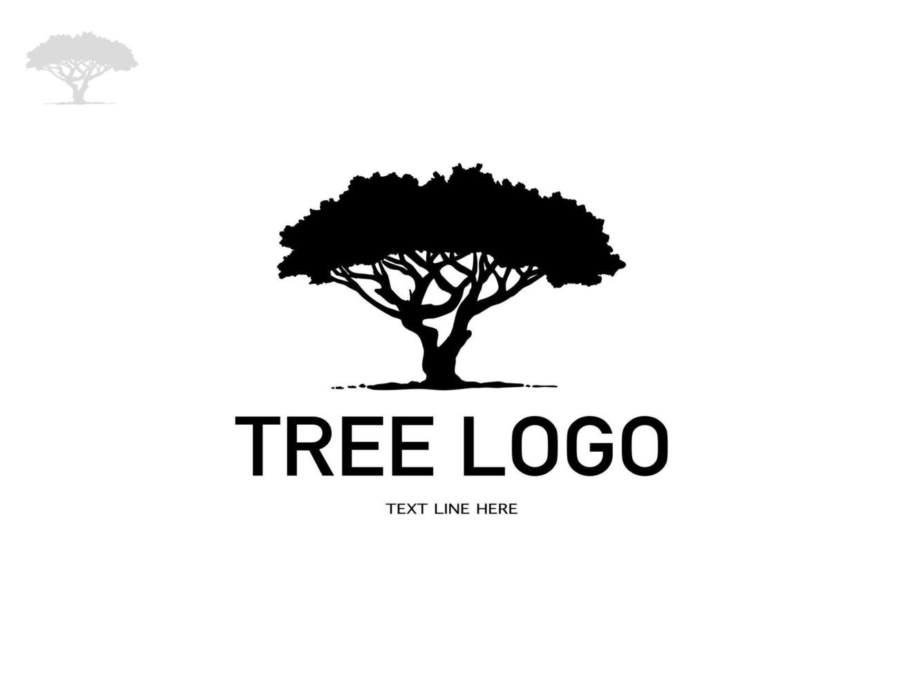 Black Trees and root with leaves look beautiful and refreshing. Tree and roots LOGO style. vector