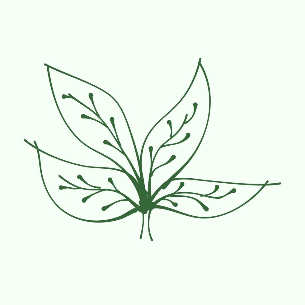 leaf outline for decoration. Vector Leaf Silhouette. Hand drawn branches with leaves and branch. plant.