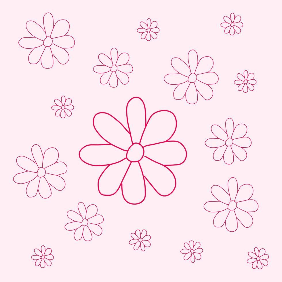 fondo de flores rosas. patrón de flores, contorno de flores rosas. vector