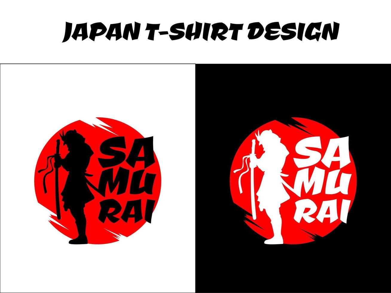 diseño de tema japonés, samurai, samurai de silueta japón vector para el concepto de camiseta de diseño, diseño de camiseta japonesa, ilustración vectorial samurai, samurai de silueta