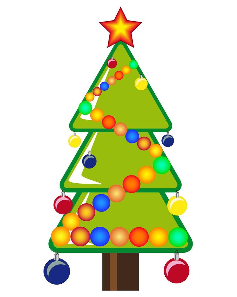 Christmas tree with decorations on a white background vector