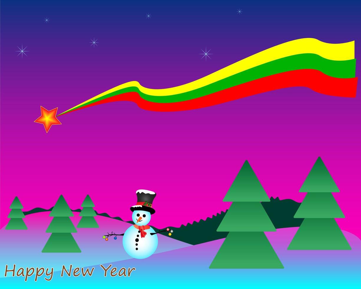 Christmas card with Christmas trees and snowman vector