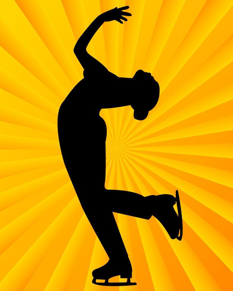 figure skater on a yellow orange background vector