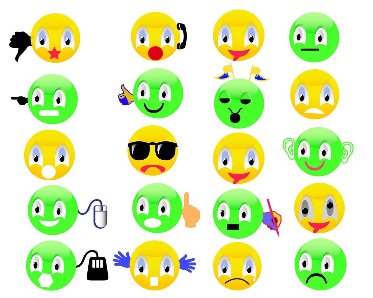 Smileys green and yellow on a white background vector