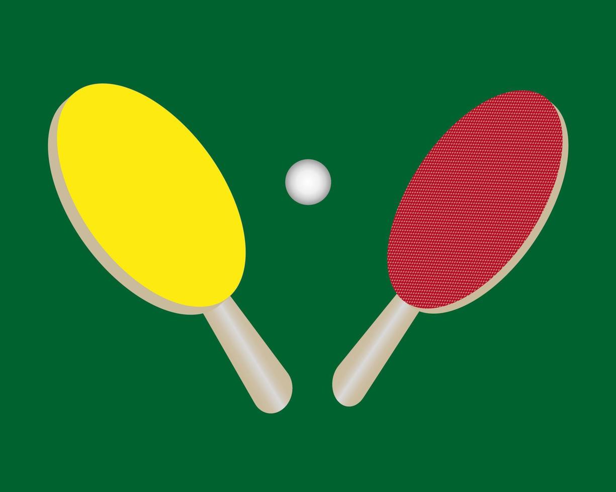 dos raquetas de tenis y una pelota en un fondo verde vector