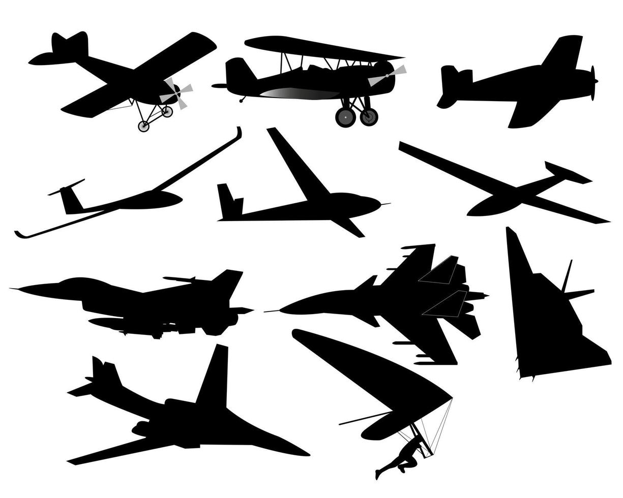 different planes on a white background vector