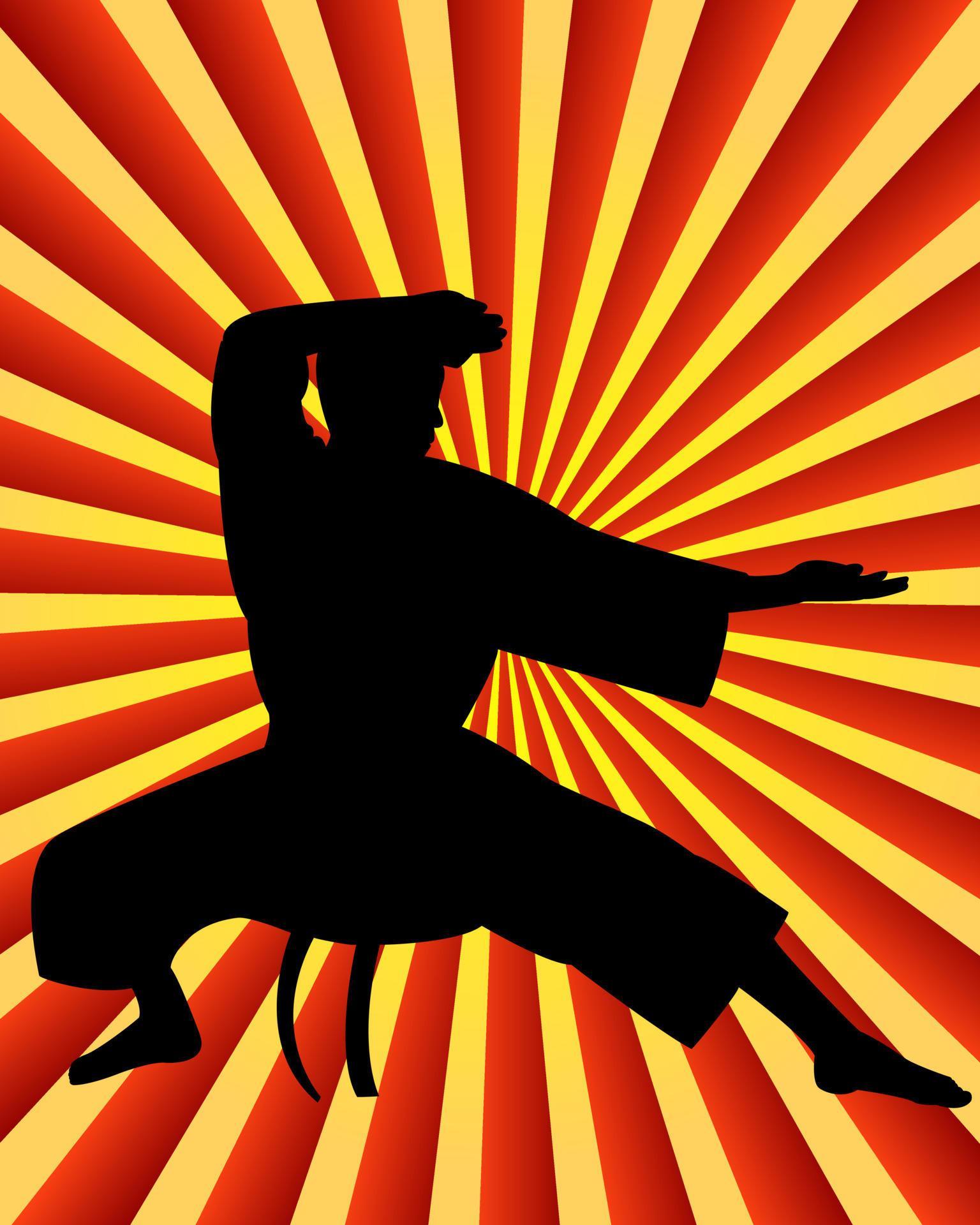 karate man on a red background yellow 15025133 Vector Art at Vecteezy