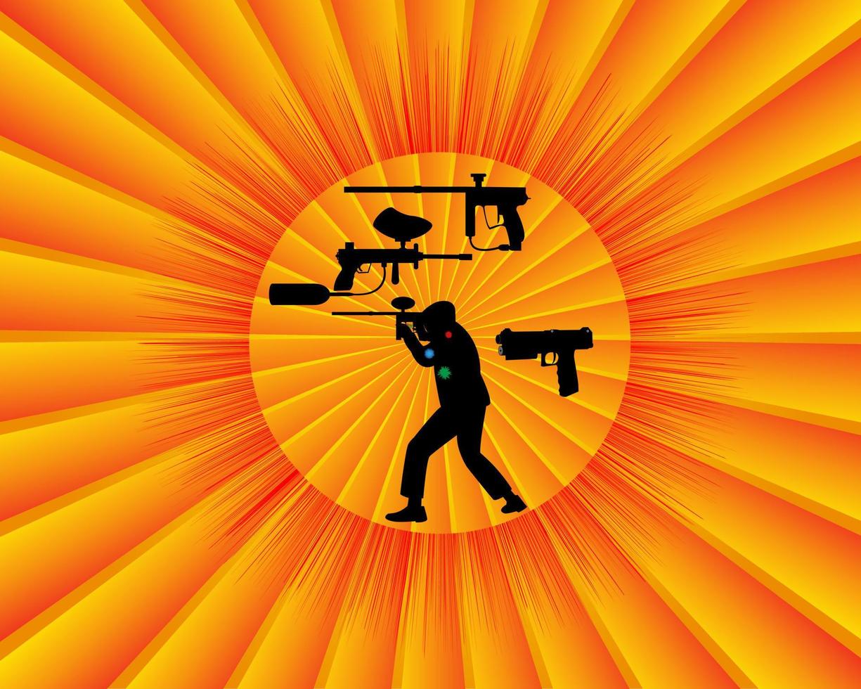 paintball competitions on a yellow orange background vector