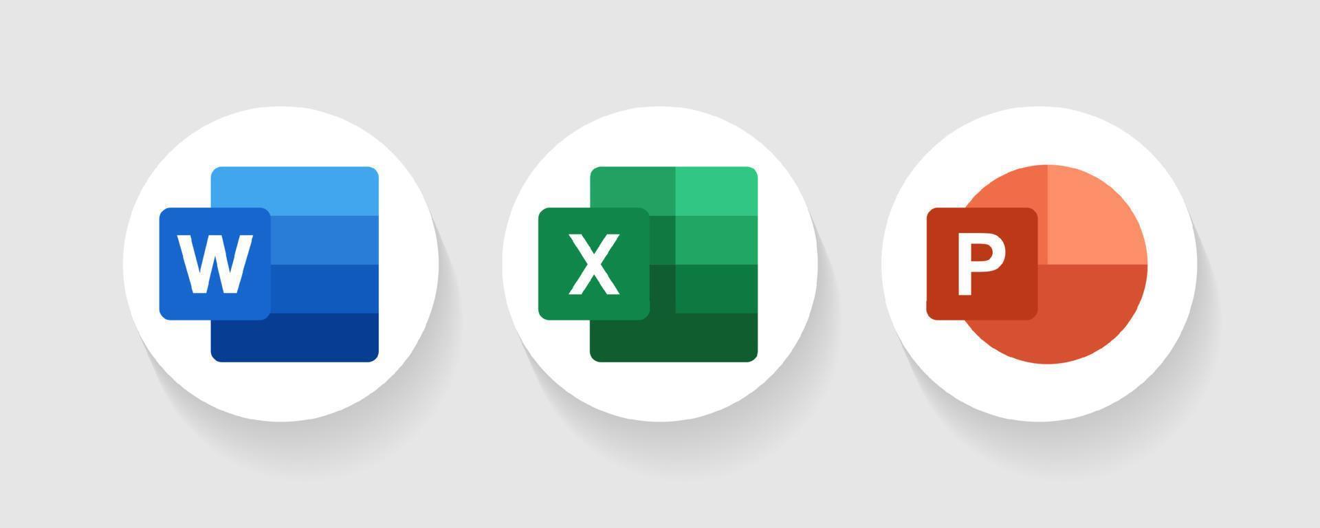 Set of microsoft word, excel, and power point icon vector