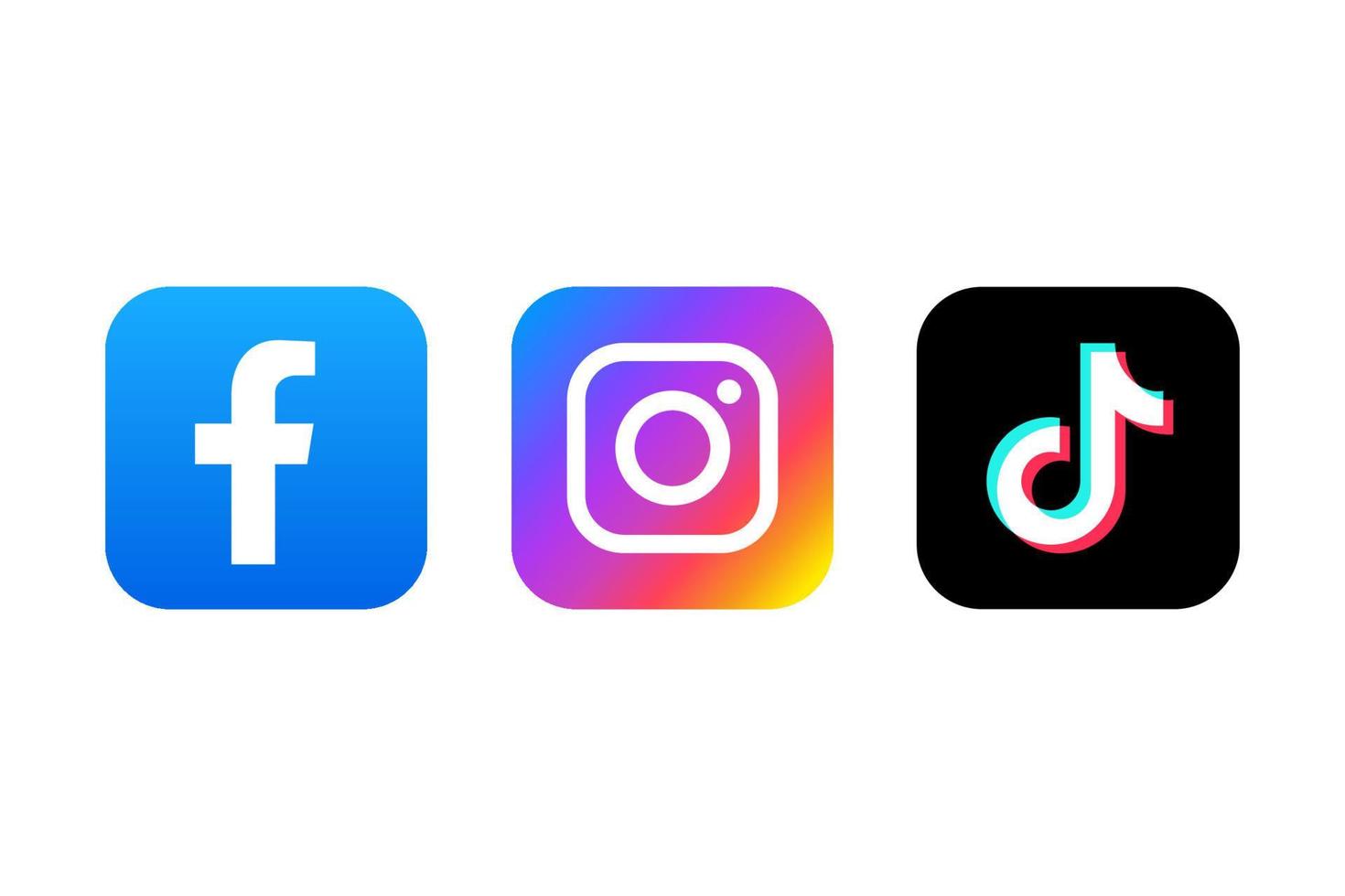 icono de facebook, instagram y tiktok vector