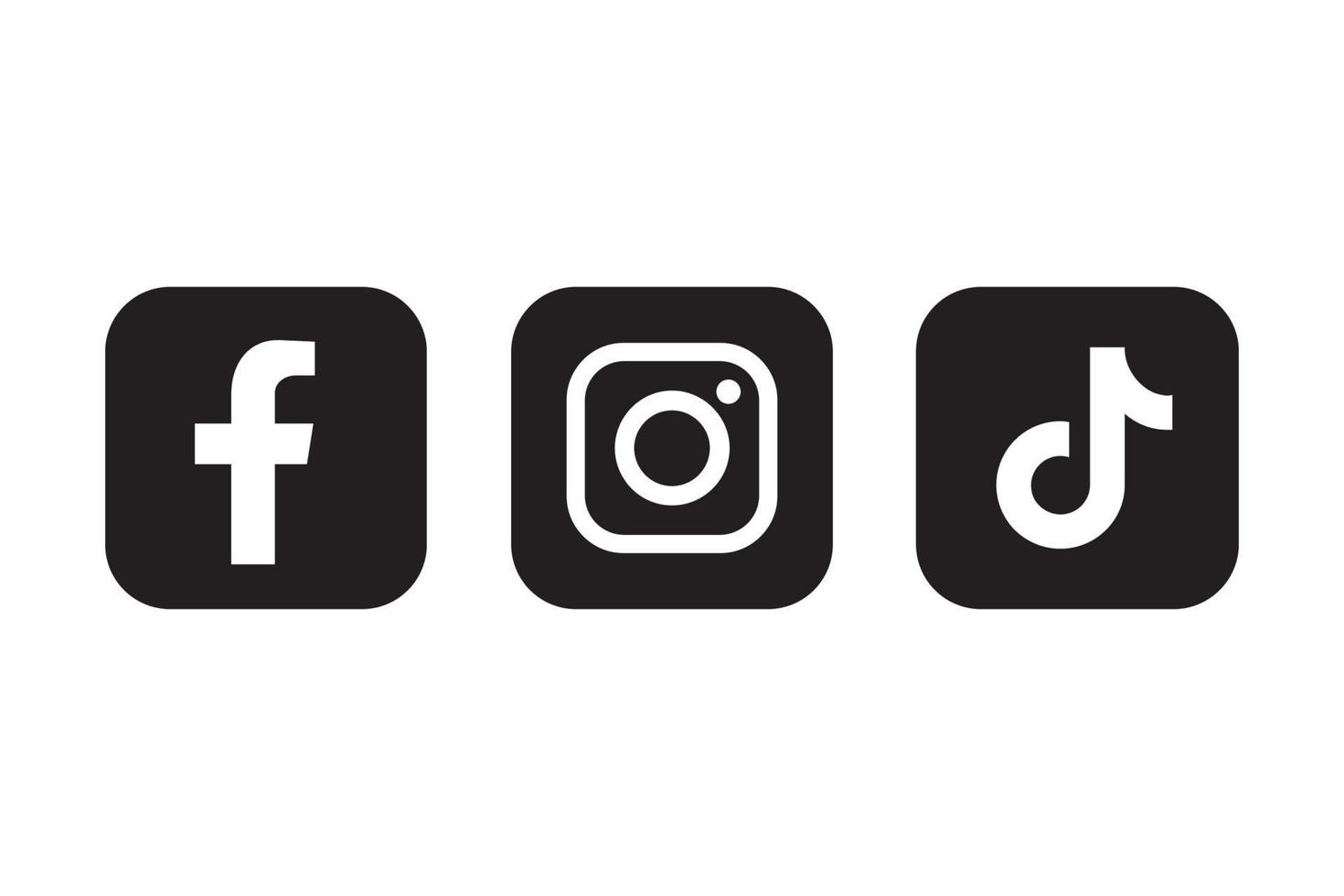 icono de facebook, instagram y tiktok vector